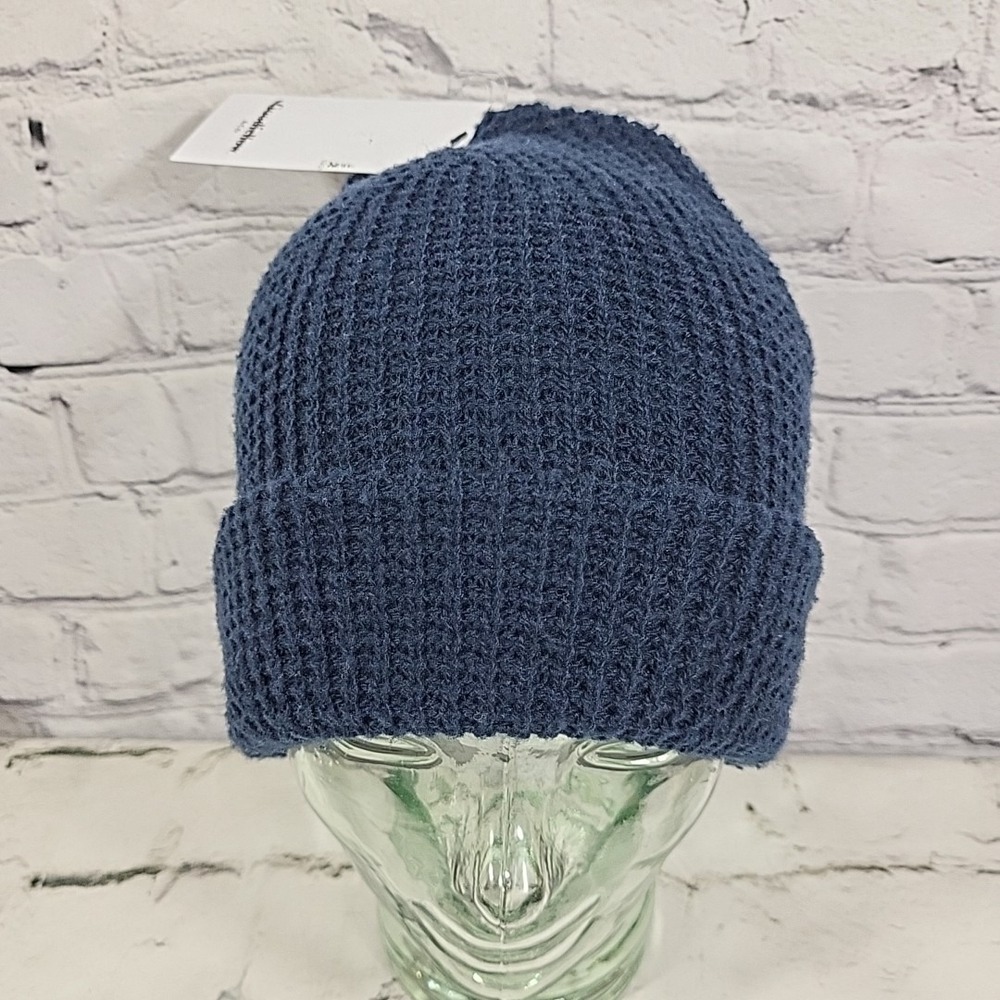 Goodfellow Beanie Hat Mens OSFA Navy Blue Waffle Knit Winter Ski Cap New